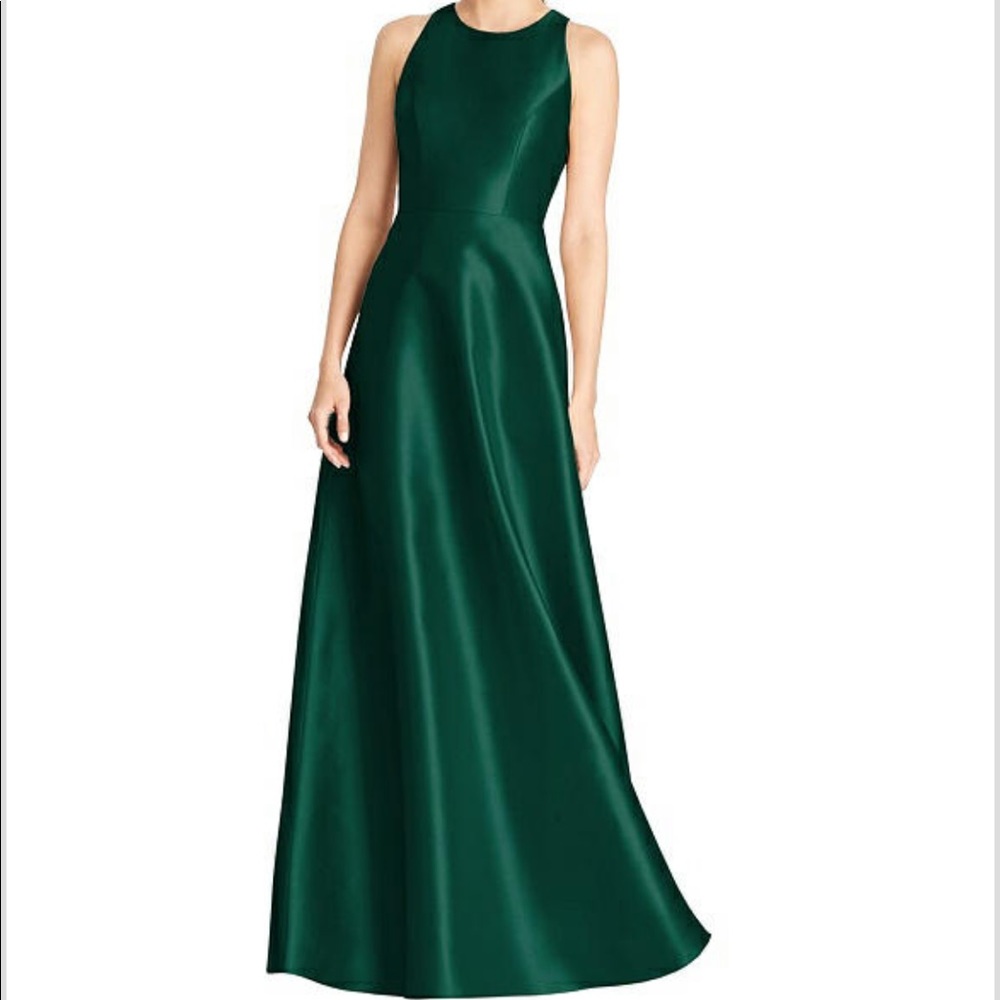 Sleeveless Open-Back Satin A-Line Dress
